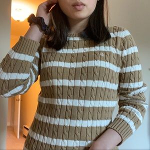 Cable Knit Striped Sweater